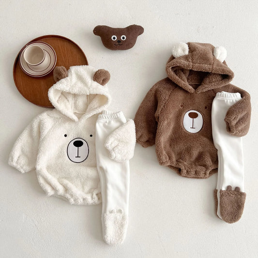 Baby Bear Embroide Pattern Soft Bodysuits