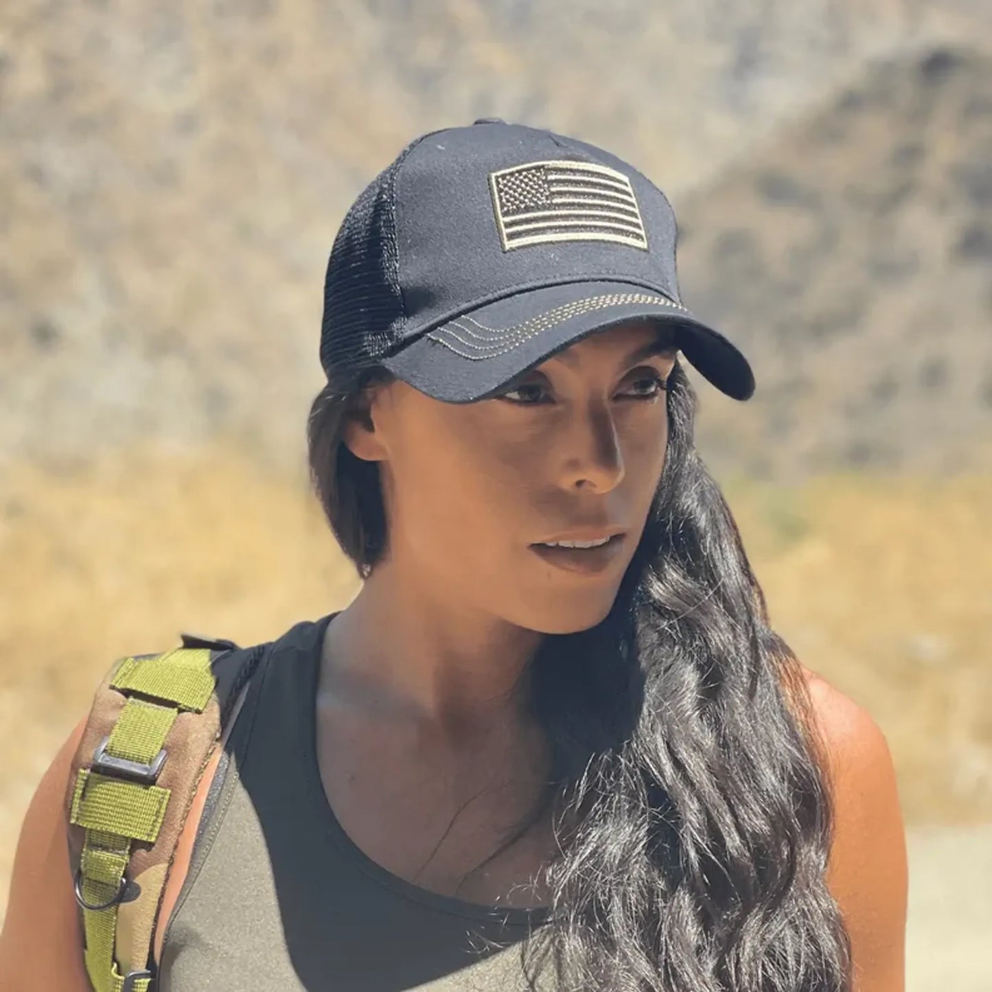 American Flag Trucker Hat with Adjustable Strap